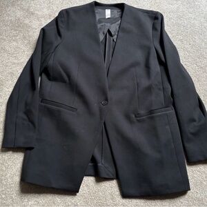 Spanx The Perfect Collarless Blazer Jacket Womens Medium Black 20384R